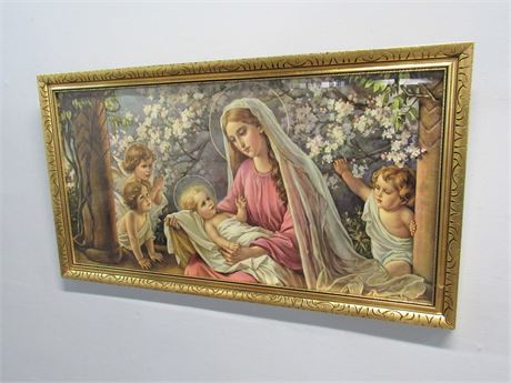 Vintage Mother Mary and Jesus Print by Giovanni Mataloni