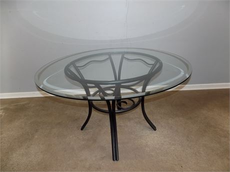 Round Metal Glass Top Table
