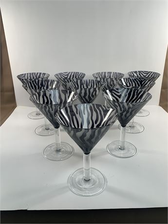 Set of 10 Animal Print Martini Glasses