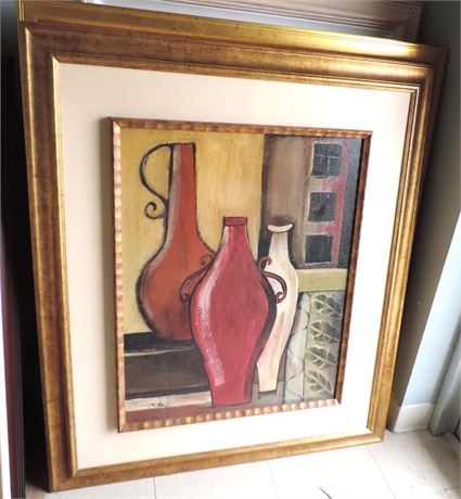 Original Painting of Red Pottery / Signed