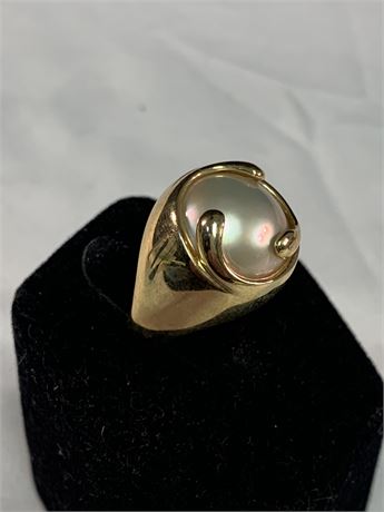 14kt YELLOW GOLD PEARL Ring