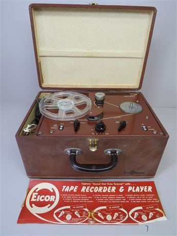 Vintage EICOR Reel to Reel Tape Recorder/Player