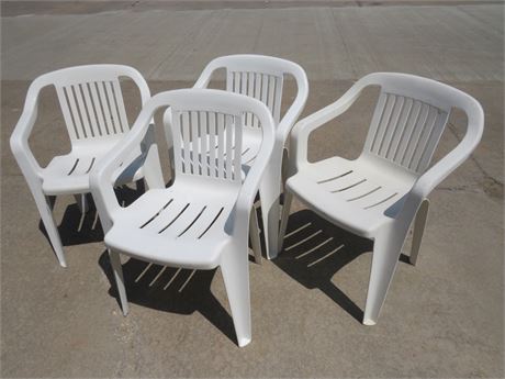 4 Molded Plastic Patio Chairs