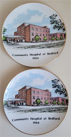 Lot of 2 Fine China Plates Featuring Bedford Hospital