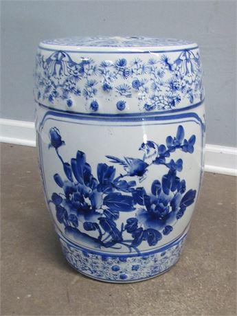 Blue and White Ceramic Asian Garden Stool