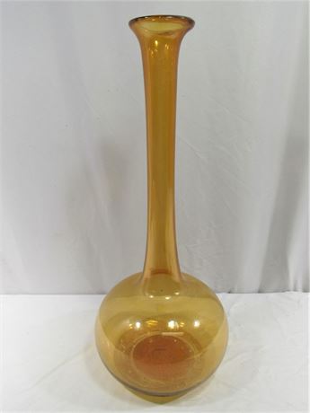 Antique Tall Amber Colored Blown Glass Vase - 19-3/4"H