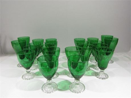 Mid-Century Emerald Green Water Goblets