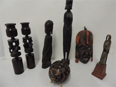 African Wood Figurines Lot