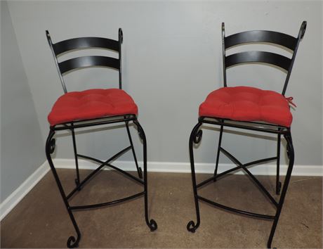 Wrought Iron Counter / Barstools / Pair