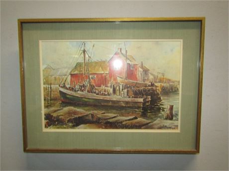 Print of  "A Docked Fishing Boat"
