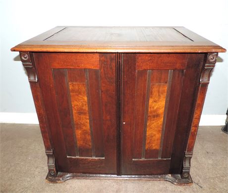 Antique Burl Wood Side Table / Cabinet