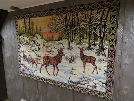 Wildlife Winter Forest Wall Hanging Rug