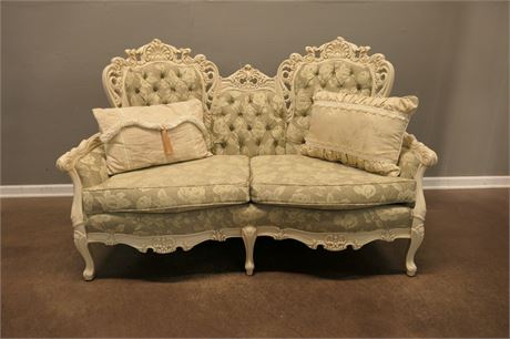 Vintage Painted and Reupholstered Victorian Settee