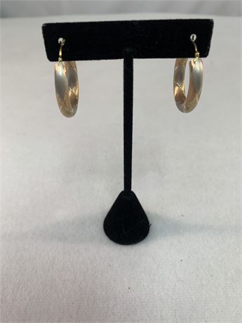 14KT TRI GOLD Hoop Earrings
