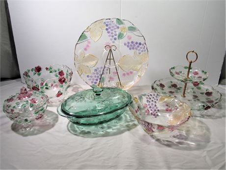 6-Piece Decorative Serving Glass Lot