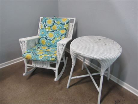 Vintage Wicker Table and Chairs