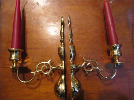 Baldwin Wall Sconce, Set of 2 Single Arm with Red Vintage Candles
