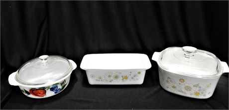 Collectible Vintage Floral Bouquet Corningware and Fire King Lot