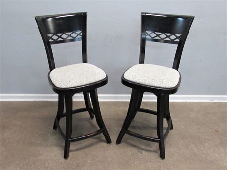 2 Bar Height Swivel Bar Stools with Upholstered Seats