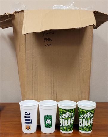 Large Miller Lite and Coors Light Plastic St Patrick's Day Beer Cups