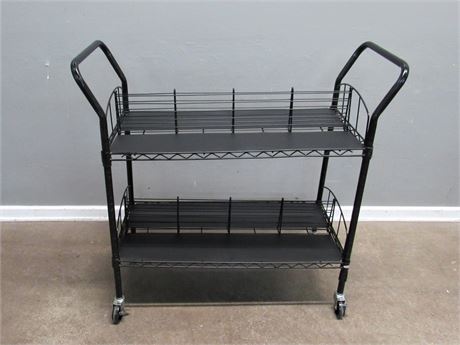 NEW - 2-Tier Black Wire Utility Cart