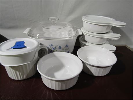 Corning Ware and "Grab-It" Set, Several with Locking Lids