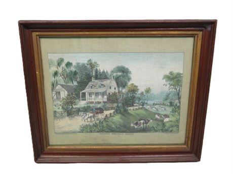 Currier and Ives - American Homestead Summer - Antique Reproduction On Canvas