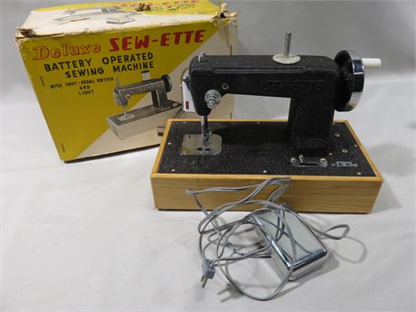 Original 1960s Deluxe Sew-Ette Battery Operated Child's Sewing Machine