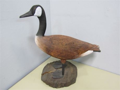 Large Hand Painted Wood Duck on Stand