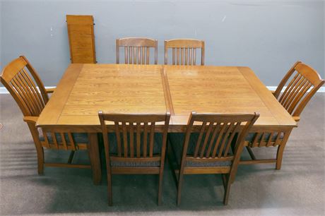 Master Design Furniture Co. Oak Dining Table, Chairs & Leaf