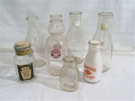 Vintage Glass Bottle Lot - 7 Bottles