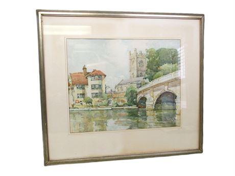 Henley On the Thames Watercolor Print - Framed and Matted