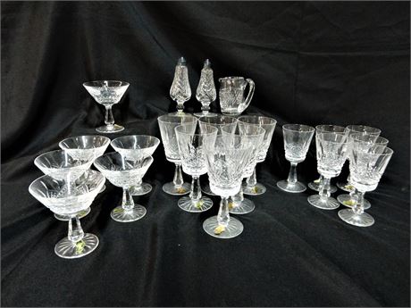 Waterford Crystal Glasses / Salt & Pepper Shakers Lot (21)