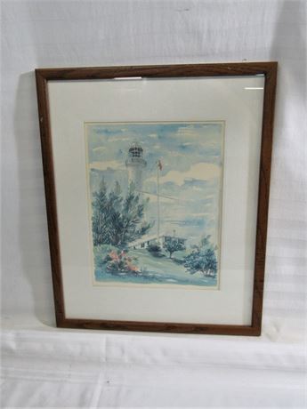 Joan Forbes Watercolor Landscape - Gibb's Hill Lighthouse - Bermuda