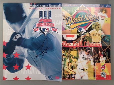1997 Cleveland Indians David Justice Autograph All Star Program + World Series