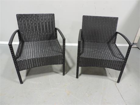 Pair of Faux Wicker Chairs