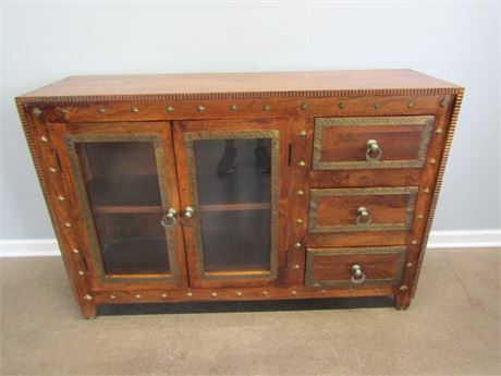 Pier 1 Buffet Hutch with Two Doors and Drawer Storage, and Nailhead Trim