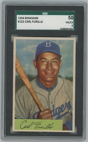 Carl Furillo Brooklyn Dodgers 1954 Bowman SGC VG/EX 4