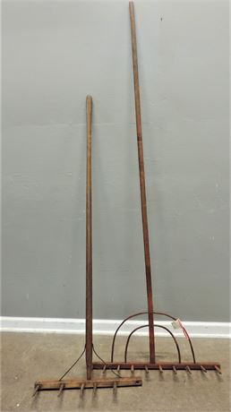 Primitive / Antique Wooden Handmade Rakes