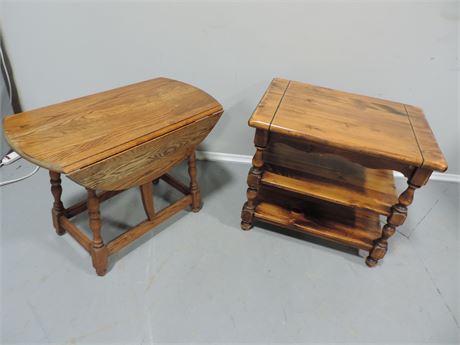 Set of Two Solid Wood End Tables