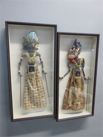 Vintage Rama & Sita Indonesian Rod Puppet Displays