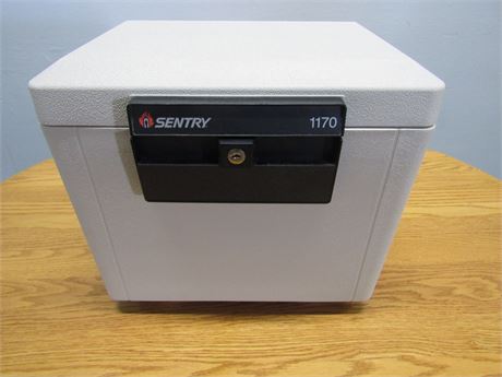 Sentry Safe 1170 Fireproof Box with Key Lock and Key in White