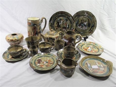19 Pieces early 1900's Buffalo Pottery - Deldare ware