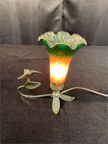 Art Nouveau “Andrea" Hummingbird Lily Accent Lamp