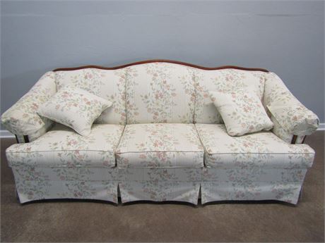 Broyhill Furniture Floral Sofa with Wood Trim