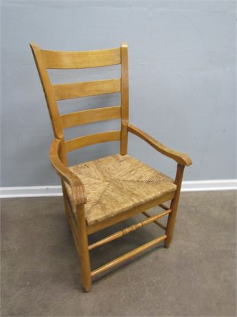 Vintage Solid Wood Chair with Woven Rope Seat