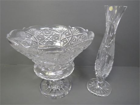 Bohemian Czech Crystal Vase w/Flower Vase