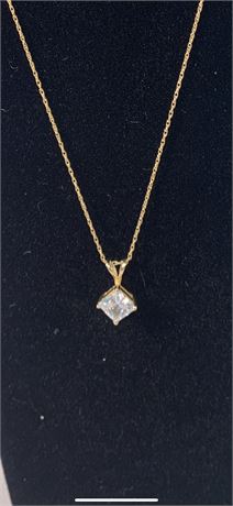 Is It Real?? Marked 14 kt Necklace and Cubic Zirconia Pendant