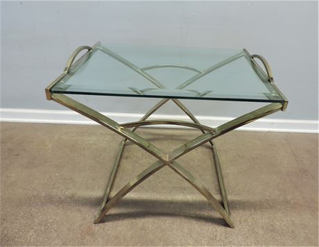 Vintage Contemporary Brass Style Accent / Side Table