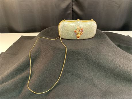 "JUDITH LEIBER" Minaudiere Bouquet  Swarovski Crystal Chain Bag Comb Tassel